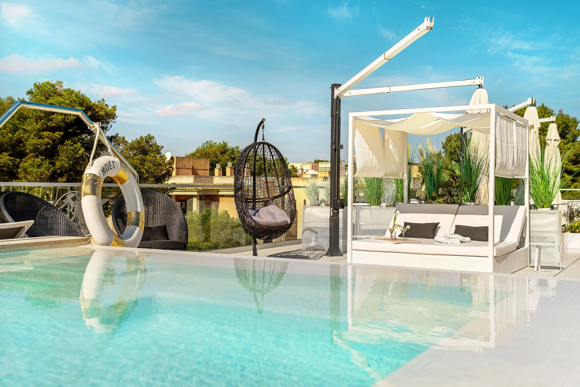 Rooftop pool and relaxation area